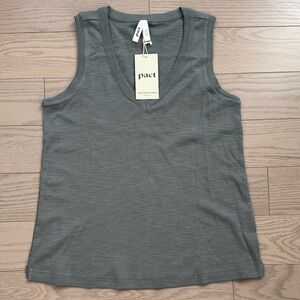 Pact 100% Organic Cotton Castor Grey V-Neck Tank Top
